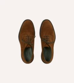 Brown Suede August Goodyear Welted Derby Shoe -Drakes Shop DR1AF322440 01300 4
