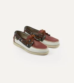 Drake's By Sebago Red White And Blue Docksides Spinnaker Boat Shoe