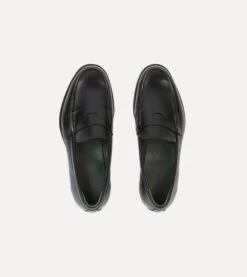 Black Calf Leather Charles Mk II Goodyear Welted Penny Loafer -Drakes Shop DR1AF324163 01100 4