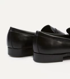 Black Calf Leather Charles Mk II Goodyear Welted Penny Loafer -Drakes Shop DR1AF324163 01100 5