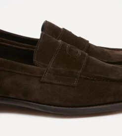 Brown Suede Charles Mk II Goodyear Welted Penny Loafer -Drakes Shop DR1AF324164 01300 3