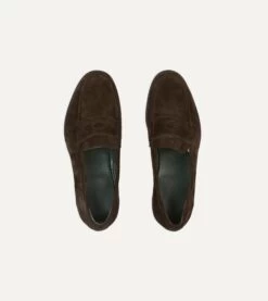 Brown Suede Charles Mk II Goodyear Welted Penny Loafer -Drakes Shop DR1AF324164 01300 4
