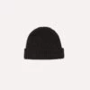 Black Cashmere Ribbed Knit Cap