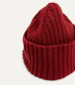 Red Lambswool Ribbed Knit Cap -Drakes Shop DR1AG1 21579 05 700 3