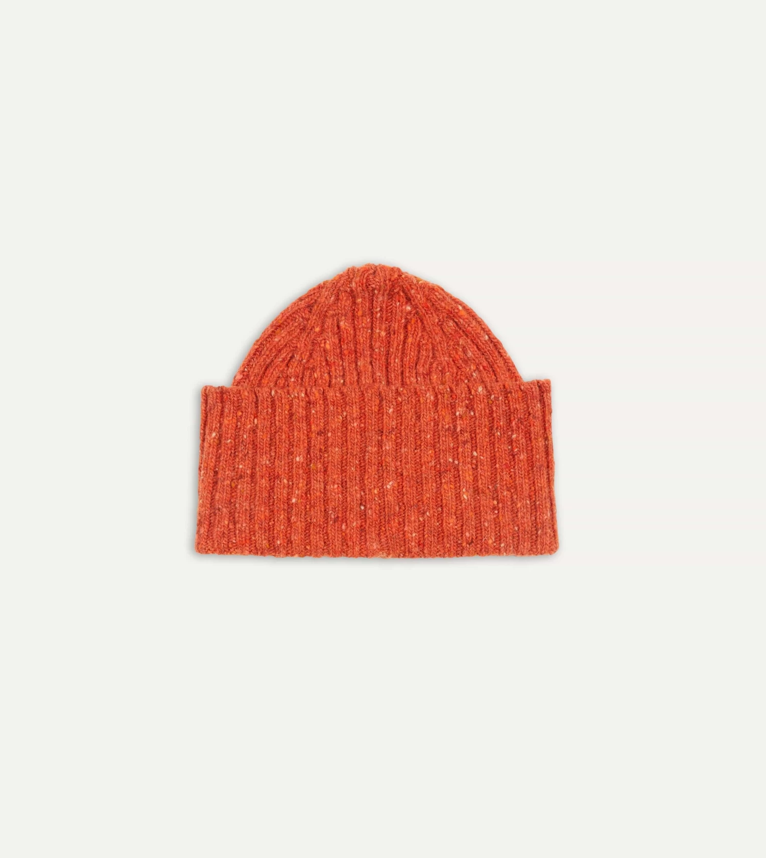 Orange Ribbed Merino Donegal Knit Cap 3 Orange Ribbed Merino Donegal Knit Cap