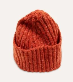 Orange Ribbed Merino Donegal Knit Cap 8 Orange Ribbed Merino Donegal Knit Cap -Drakes Shop DR1AG1 21581 04 800 3