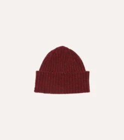 Red Ribbed Merino Donegal Knit Cap