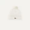 White Angora Lambswool Ribbed Bobble Knit Hat -Drakes Shop DR1AG1 22074 06 000 1