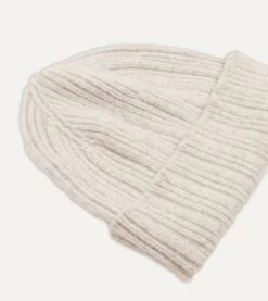 Grey Angora Lambswool Ribbed Knit Cap -Drakes Shop DR1AG1 22686 11 600 3