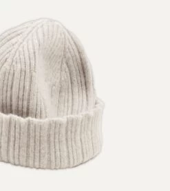 Grey Angora Lambswool Ribbed Knit Cap -Drakes Shop DR1AG1 22686 11 600 4