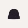 Navy Cashmere Ribbed Knit Beanie