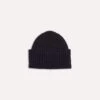 Navy Lambswool Ribbed Knit Cap