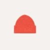 Orange Lambswool Ribbed Knit Cap -Drakes Shop DR1AG121579 06800 1