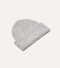 Light Grey Donegal Ribbed Merino Knit Cap -Drakes Shop DR1AG121581 07600 3