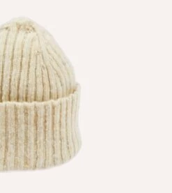 Oatmeal Ribbed Merino Donegal Knit Cap -Drakes Shop DR1AG121581 09500 3