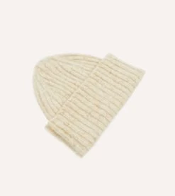Oatmeal Ribbed Merino Donegal Knit Cap -Drakes Shop DR1AG121581 09500 4