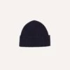 Navy Angora Lambswool Ribbed Knit Cap