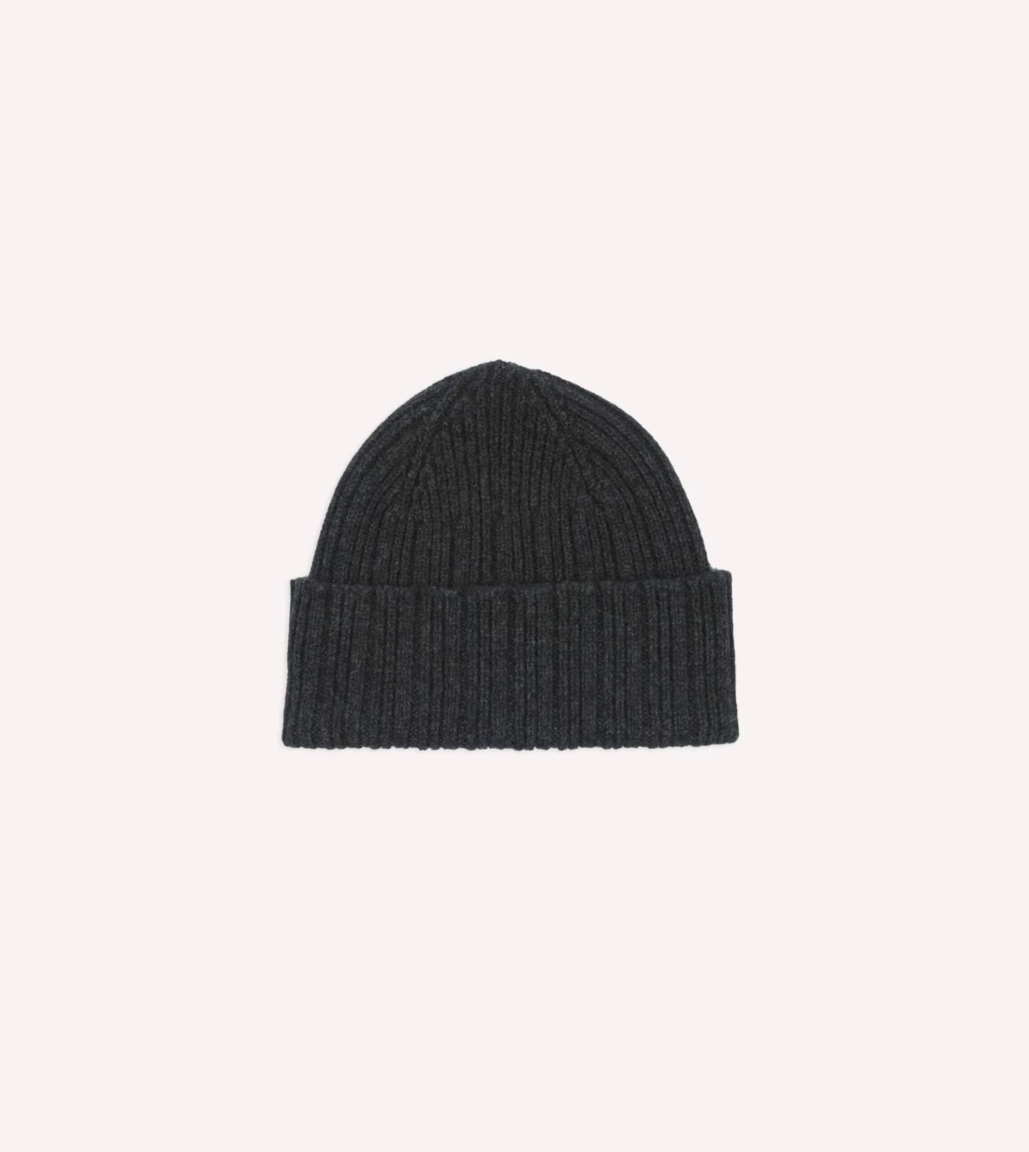 Dark Grey Angora Lambswool Ribbed Knit Cap 3 Dark Grey Angora Lambswool Ribbed Knit Cap