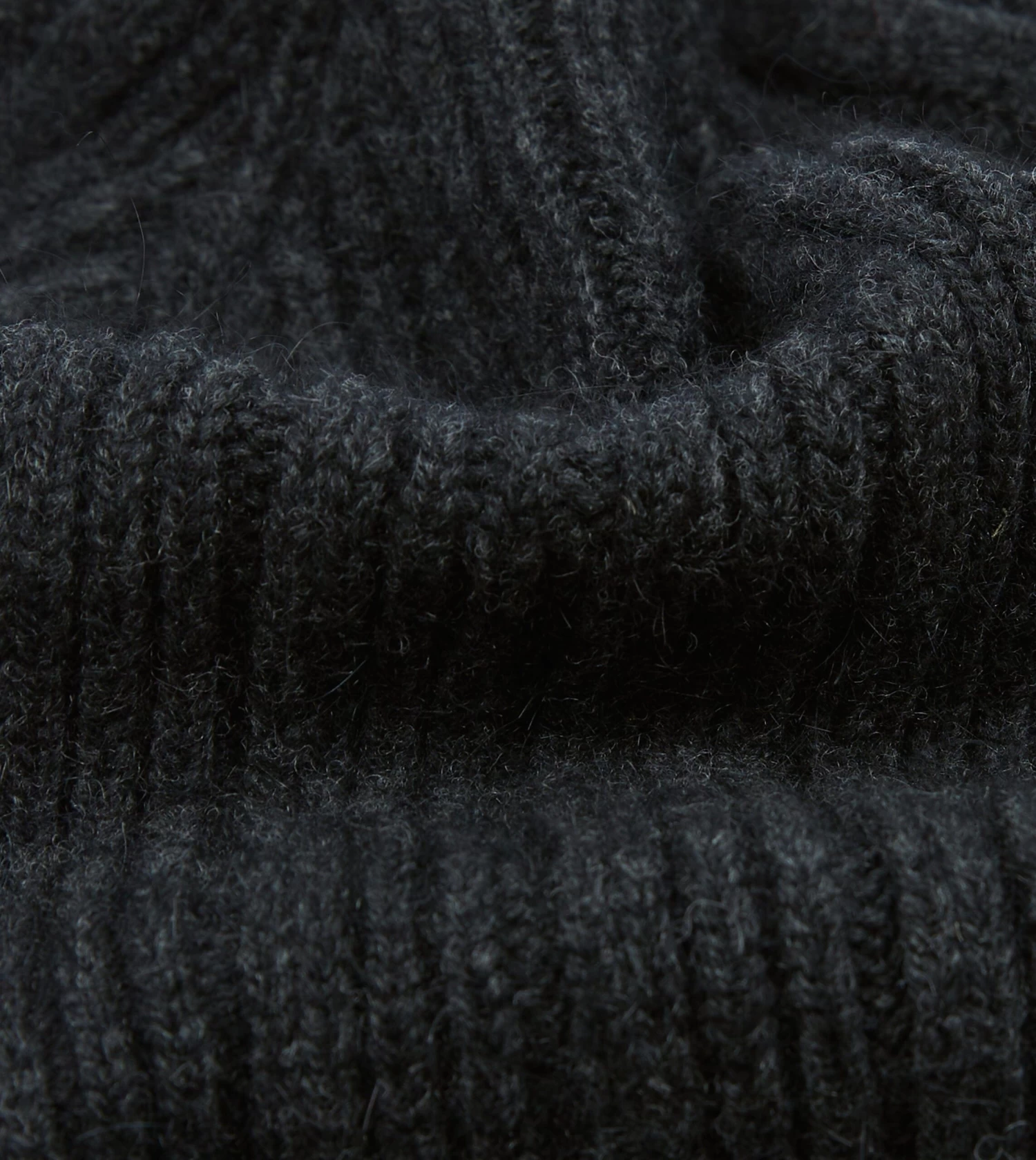 Dark Grey Angora Lambswool Ribbed Knit Cap 4 Dark Grey Angora Lambswool Ribbed Knit Cap - Image 2