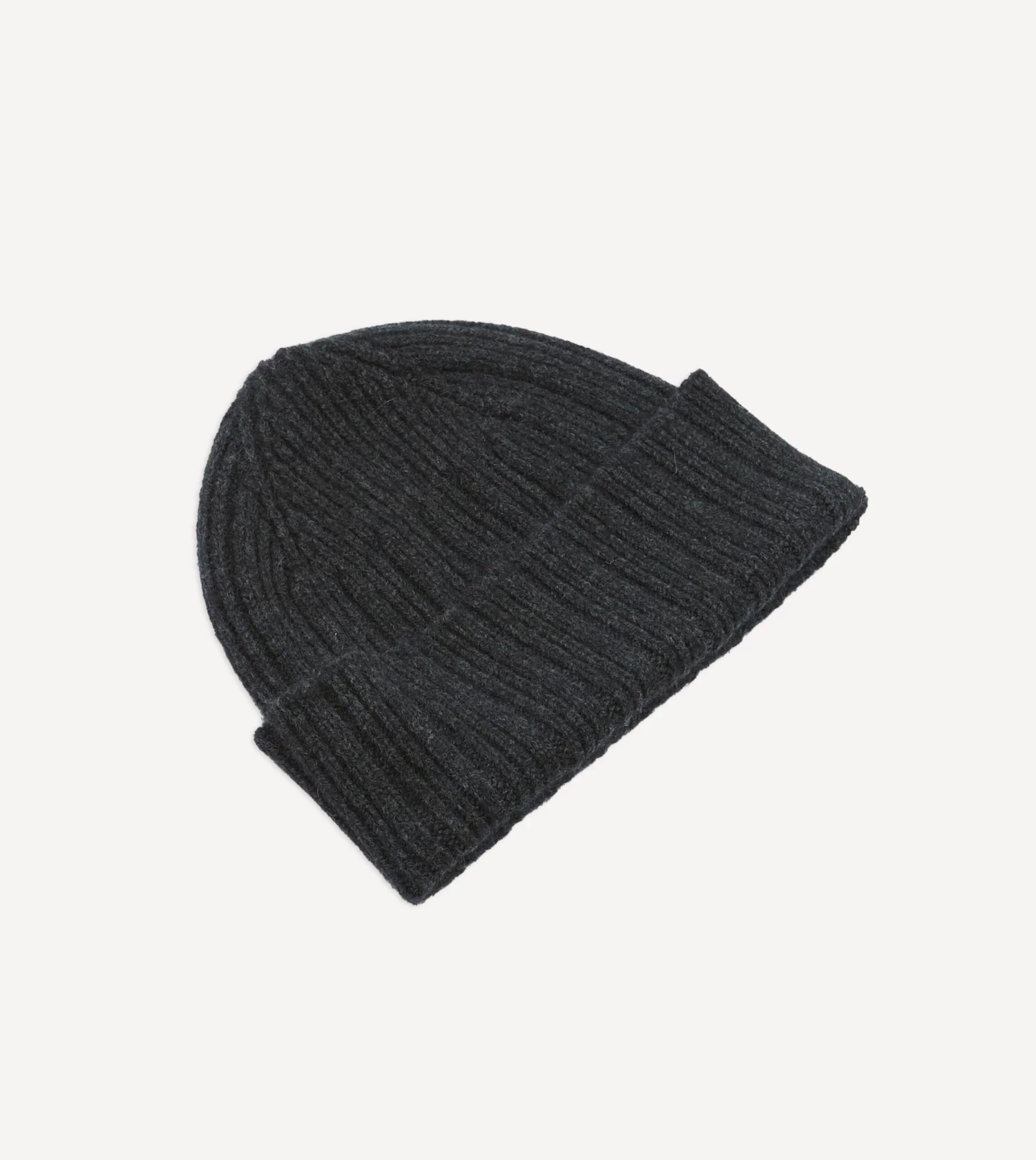 Dark Grey Angora Lambswool Ribbed Knit Cap 6 Dark Grey Angora Lambswool Ribbed Knit Cap - Image 4