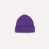 Purple Angora Lambswool Ribbed Knit Cap -Drakes Shop DR1AG122686 04900 1