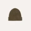 Khaki Green Angora Lambswool Ribbed Knit Cap -Drakes Shop DR1AG122686 06400 1