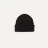 Black Angora Lambswool Ribbed Knit Cap -Drakes Shop DR1AG122686 07100 1