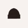 Brown Angora Lambswool Ribbed Knit Cap -Drakes Shop DR1AG122686 10300 1