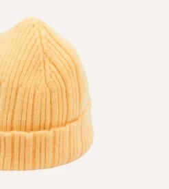 Yellow Angora Lambswool Ribbed Knit Cap -Drakes Shop DR1AG122686 12500 4