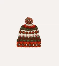 Chamula For Drake's Red Fairisle Merino Knit Cap