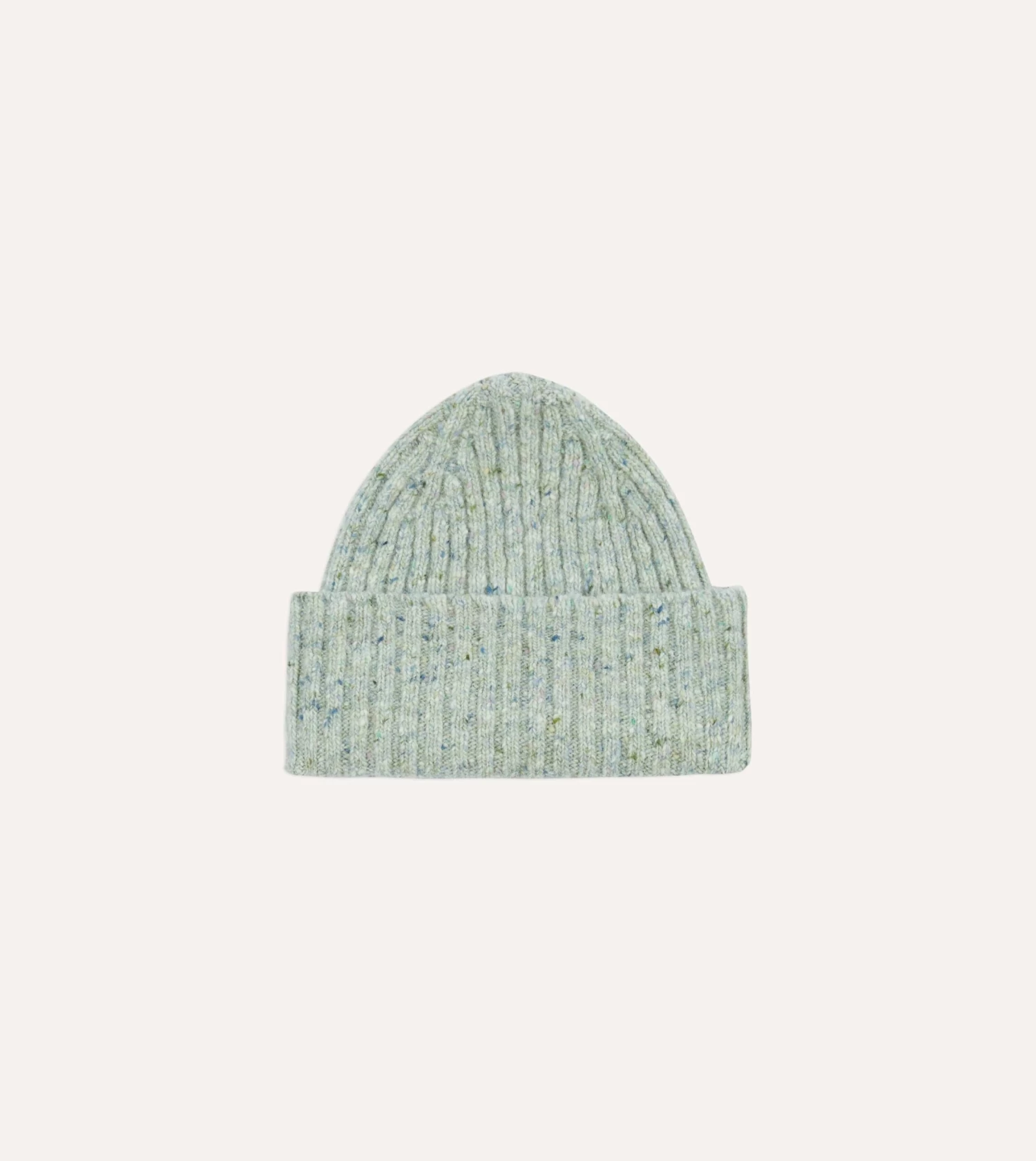 ALD / Drake's Grey Donegal Ribbed Knit Beanie 3 ALD / Drake's Grey Donegal Ribbed Knit Beanie