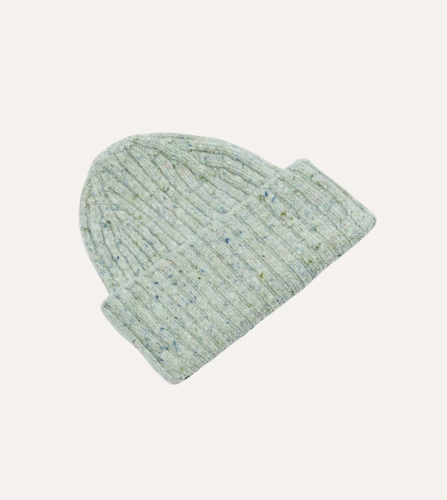 ALD / Drake's Grey Donegal Ribbed Knit Beanie 5 ALD / Drake's Grey Donegal Ribbed Knit Beanie - Image 3