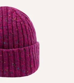 ALD / Drake's Fuchsia Donegal Ribbed Knit Beanie -Drakes Shop DR1AG123668 03990 4