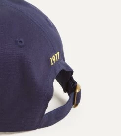 Navy Crest Emblem Cotton Twill Baseball Cap -Drakes Shop DR1AG2 22144 01 250 3