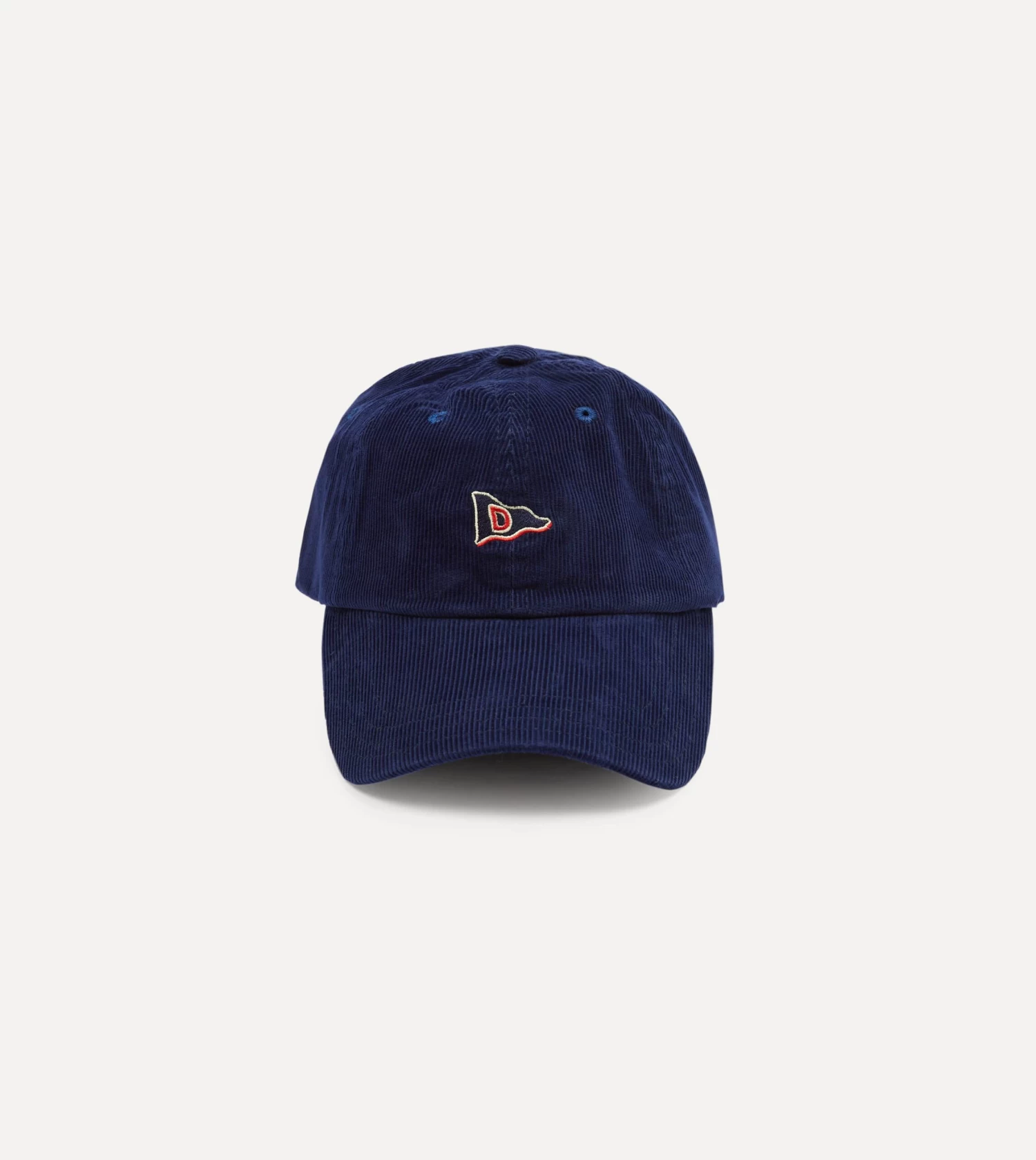 Navy 'D' Flag Emblem Cotton Corduroy Baseball Cap 3 Navy 'D' Flag Emblem Cotton Corduroy Baseball Cap