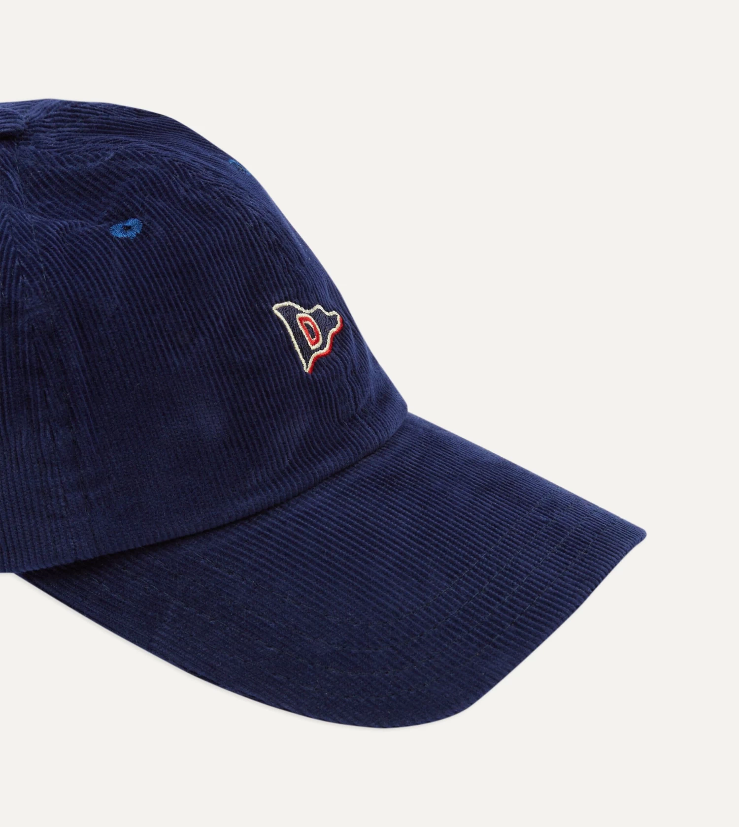 Navy 'D' Flag Emblem Cotton Corduroy Baseball Cap 5 Navy 'D' Flag Emblem Cotton Corduroy Baseball Cap - Image 3