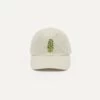 White Flowers Emblem Cotton Corduroy Baseball Cap -Drakes Shop DR1AG223605 01600 1