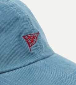 Blue Pigeon Flag Emblem Cotton Corduroy Baseball Cap 7 Blue Pigeon Flag Emblem Cotton Corduroy Baseball Cap -Drakes Shop DR1AG224067 01 000 2