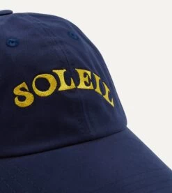 Navy Soleil Cotton Twill Baseball Cap 7 Navy Soleil Cotton Twill Baseball Cap -Drakes Shop DR1AG224069 01 250 2