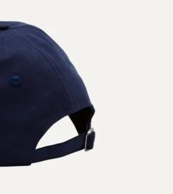 Navy Soleil Cotton Twill Baseball Cap 6 Navy Soleil Cotton Twill Baseball Cap -Drakes Shop DR1AG224069 01 250 3