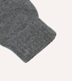 Grey Cashmere Knitted Gloves -Drakes Shop DR1AH021578 03600 2