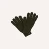 Olive Merino Wool Knitted Gloves -Drakes Shop DR1AH021582 02400 1