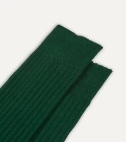 Green Wool Over-the-Calf Socks -Drakes Shop DR1AJ121425 13400 3