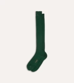 Green Wool Over-the-Calf Socks -Drakes Shop DR1AJ121425 13400 4