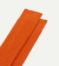 Orange Wool Over-The-Calf Socks -Drakes Shop DR1AJ121425 17800 3