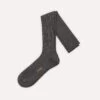Charcoal Cotton Over-the-Calf Socks -Drakes Shop DR1AJ121435 01600 1