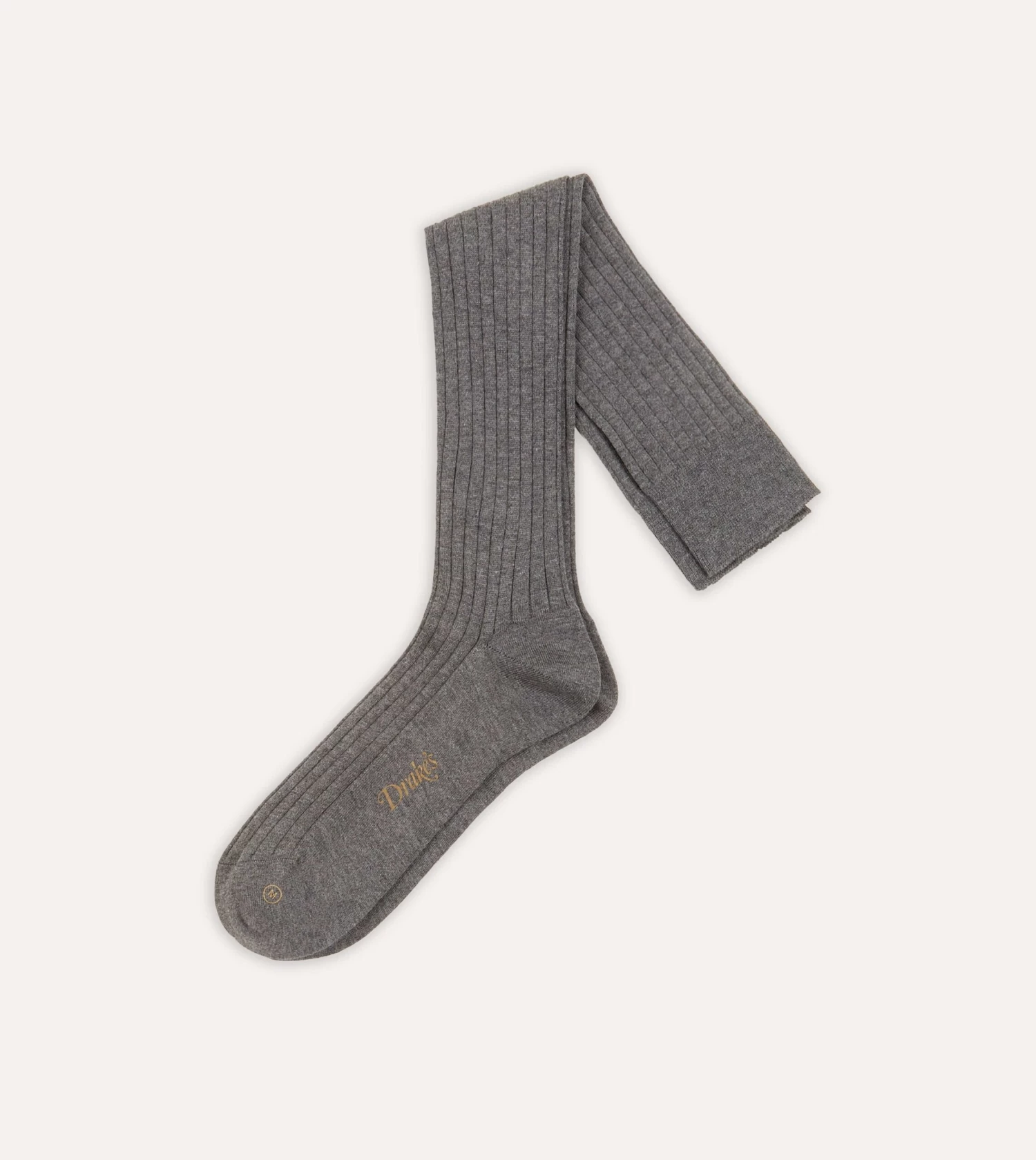 Mid-Grey Cotton Over-the-Calf Socks 3 Mid-Grey Cotton Over-the-Calf Socks