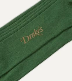 Green Cotton Over-the-Calf Socks -Drakes Shop DR1AJ121435 07400 2