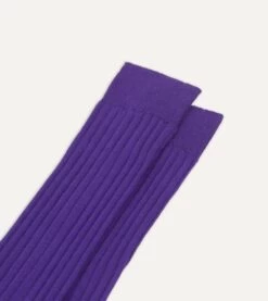 Purple Cotton Over-the-Calf Socks -Drakes Shop DR1AJ121435 08900 3