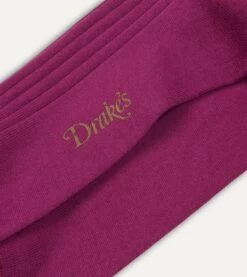 Fuchsia Cotton Over-the-Calf Socks -Drakes Shop DR1AJ121435 09700 2
